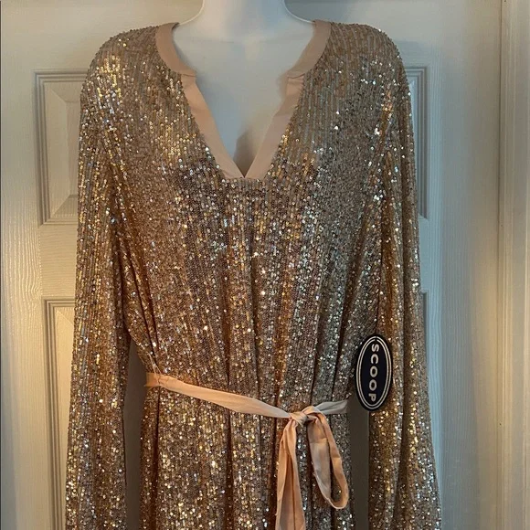 Scoop Rose Gold Sequin Dress - Picture 3 of 5